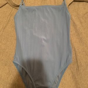 blue one piece bathing suit